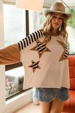 Load image into Gallery viewer, BiBi Star Patched Mixed Print Top in Oatmeal