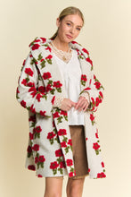 Load image into Gallery viewer, Davi & Dani Chunky Floral Embroidery Hooded Jacket in White