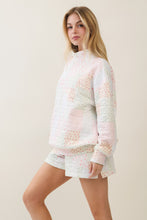 Load image into Gallery viewer, Veveret Floral Patchwork Quilted Mock Neck Top in Pink