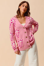 Load image into Gallery viewer, So Me Christmas Candy Cane Cardigan in Pink