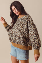 Load image into Gallery viewer, So Me Fuzzy Knit Sweater with Leopard Print in Oatmeal