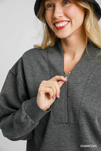 Load image into Gallery viewer, Umgee LuxeKnit High Neck Sweatshirt in Charcoal