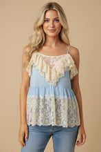 Load image into Gallery viewer, J.nna Romance Ruffled Lace Camisole in Sky Blue