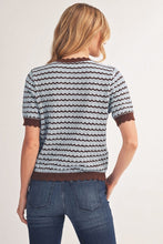 Load image into Gallery viewer, Jodifl Zig-Zag Pattern Lightweight Sweater Top in Brown/Blue