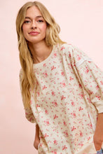 Load image into Gallery viewer, BiBi OVERSIZED Washed Twill Floral Print Top in Cream/Red Floral