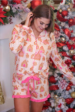 Load image into Gallery viewer, Jess Lea Gingerbread Wonderland Ruffle Pajama Set in Cream/Pink