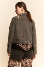 Load image into Gallery viewer, Davi & Dani Denim Jacket with Rhinestone Details in Black Denim