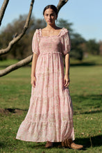 Load image into Gallery viewer, Davi & Dani Smocked Bodice Floral Print Maxi Dress in Pink