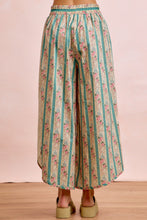 Load image into Gallery viewer, BiBi Floral Eyelet Side Elastic Waist Wide Leg Pants in Teal
