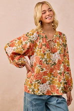 Load image into Gallery viewer, BiBi Rose Floral Mix Print Exaggerated Balloon Sleeve Top in Floral