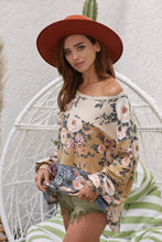Load image into Gallery viewer, BiBi Floral Print Jacquard Knit Top in Ivory/Mustard/Teal ON ORDER