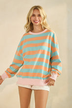 Load image into Gallery viewer, Veveret Contrasting Striped Knit Top in Orange/Blue
