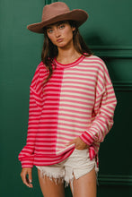 Load image into Gallery viewer, BiBi Striped Ribbed Textured Top in Red/Pink Combo