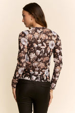 Load image into Gallery viewer, Davi & Dani Sheer Floral Mesh Top in Black
