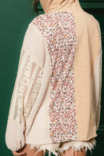 Load image into Gallery viewer, BiBi Knit Floral and Lace Hooded Top in Taupe