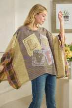 Load image into Gallery viewer, Oli & Hali OVERSIZED Mixed Fabric Poncho Top with LOVE Patched Front in Olive