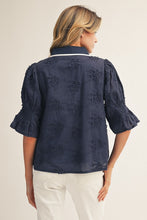 Load image into Gallery viewer, Jodifl 3D Floral Woven Top in Navy