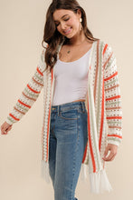 Load image into Gallery viewer, Cozy Co. Multi Color Striped Open Knit Cardigan in Multi