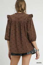 Load image into Gallery viewer, Umgee Corduroy Top with Mini Bow Print in Brown