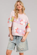 Load image into Gallery viewer, Sage+Fig OVERSIZED Pastel Retro Floral Patched Top in Light Pink