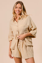 Load image into Gallery viewer, BiBi Crinkle Gauze Shirt And Short Set in Oatmeal