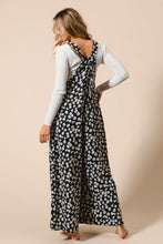 Load image into Gallery viewer, BiBi Daisy Print Textured Wide Leg Jumpsuit in Black