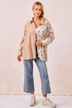 Load image into Gallery viewer, BiBi OVERSIZED Mix n Match Stripes and Floral Print Top in Taupe/Terracotta
