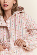 Load image into Gallery viewer, J.nna Mixed Floral Print Hooded Puffer Jacket in Pink Cream
