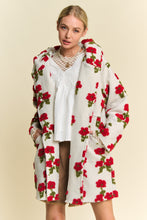 Load image into Gallery viewer, Davi & Dani Chunky Floral Embroidery Hooded Jacket in White