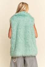 Load image into Gallery viewer, Davi & Dani Shaggy Faux Fur Vest in Mint