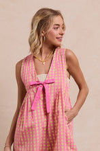 Load image into Gallery viewer, BiBi Contrasting Color Gingham Print Romper in Pink