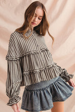 Load image into Gallery viewer, So Me Variegated Stripe Reversible Flowy Boho Top in Black