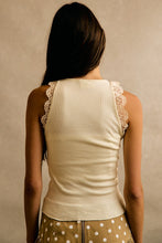 Load image into Gallery viewer, So Me Lace Ribbed Sleeveless Halter Top in Ivory