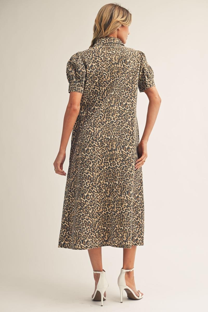 animal print dress midi Jodifl Leopard Print Midi Dress in Animal S