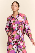 Load image into Gallery viewer, Davi & Dani Floral Print Button Down Top in Berry Pink