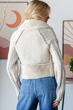 Load image into Gallery viewer, Oli & Hali Faux Fur and Leather CROPPED Jacket with Cable Knit Sweater Sleeves in Cream