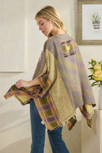 Load image into Gallery viewer, Oli & Hali OVERSIZED Mixed Fabric Poncho Top with LOVE Patched Front in Olive