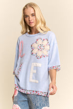 Load image into Gallery viewer, Davi & Dani LOVE Letter Patchwork Top in Light Blue