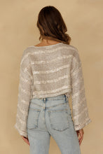 Load image into Gallery viewer, Storia Sequin Stripe Open Knit Top in Silver