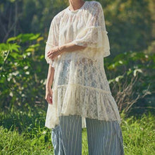 Load image into Gallery viewer, Davi & Dani OVERSIZED Sheer Lace Tunic Top in Cream
