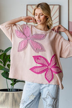 Load image into Gallery viewer, Oli & Hali OVERSIZED Contrasting Flower Patch Top in Blush