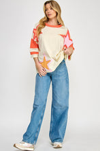 Load image into Gallery viewer, Sage+Fig OVERSIZED Color Block Star Patch Applique Top in Ivory
