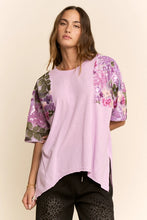 Load image into Gallery viewer, Davi & Dani Knit Top with Sequin Floral Sleeves in Lavender