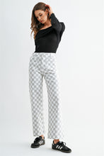 Load image into Gallery viewer, Mica Denim High-Rise Wide Leg Ankle Chess Print Jeans in Tide Grey