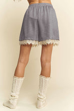 Load image into Gallery viewer, Davi & Dani Pearl Embellished and Lace Trim Shorts in Grey