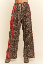 Load image into Gallery viewer, Davi & Dani Leopard Pants with Contrasting Lace Stripe in Brown Leopard