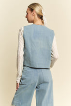Load image into Gallery viewer, Davi & Dani Casual Textured Lace and Denim Vest in Light Denim Blue