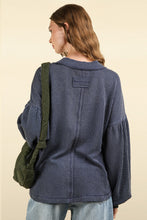 Load image into Gallery viewer, Very J OVERSIZED Two Toned Otto Ribbed Top in Denim