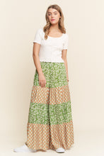 Load image into Gallery viewer, J.nna Color Block Mixed Print Tiered Pants in Green Multi