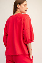 Load image into Gallery viewer, Rae Mode French Terry Bubbled Half Sleeve Top in Candy Red ON ORDER